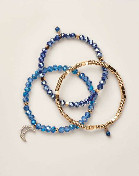 Blue Luna Luxe Beaded Bracelet Set – all three bracelets styled together