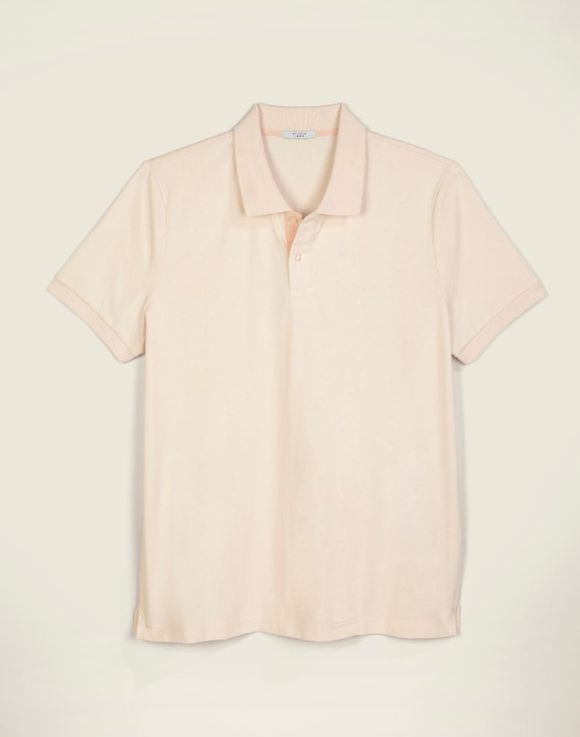 Men's Polo Shirt - red on model with heart balloon