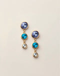 Spring Shower Drops Earrings pair — triple drop crystal earrings in gold-tone