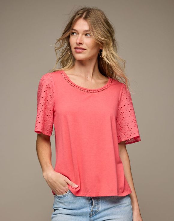 Embroidered Sleeve Top $19.99 FINAL SALE