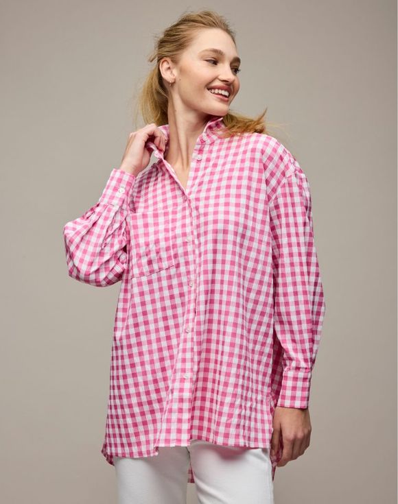 Gingham Button-Down Top