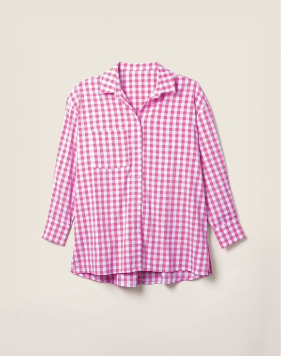 Gingham Button-Down Top