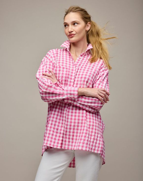Gingham Button-Down Top