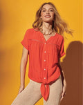 Tie-Front Short-Sleeve Top $19.99 FINAL SALE