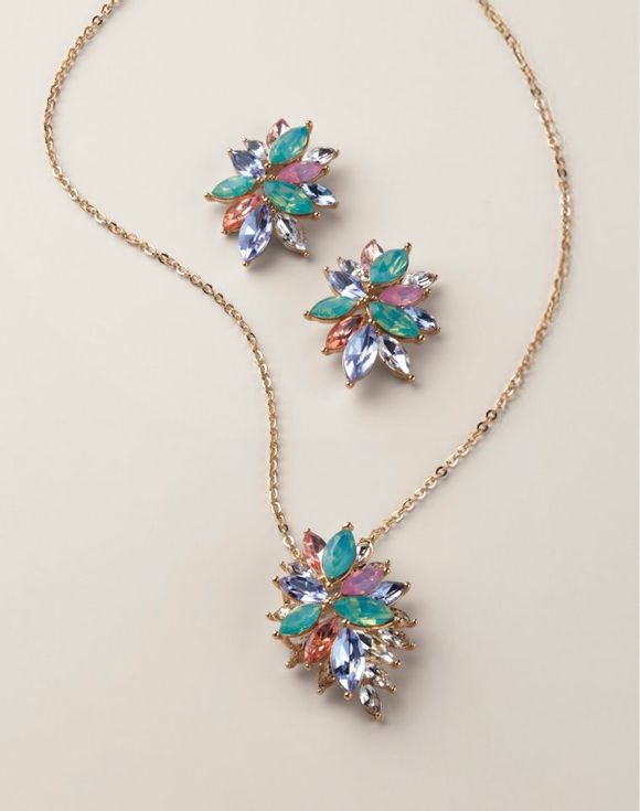 Pastel Petals Necklace and Earring Set