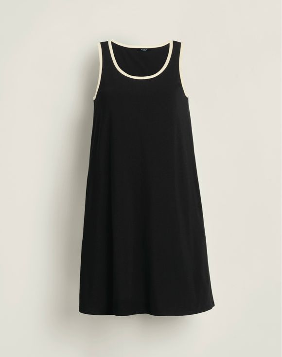 Tank Dress – flat lay front view on white background showing contrast cream trim