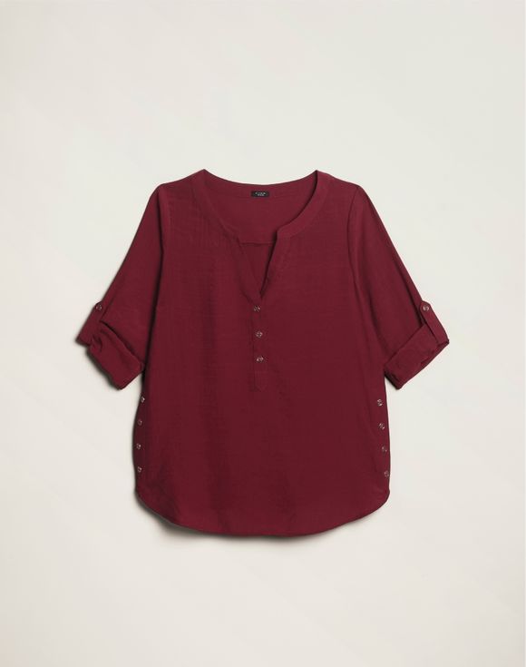 Button Detail Top - flat lay product shot showing full top with side button detail
