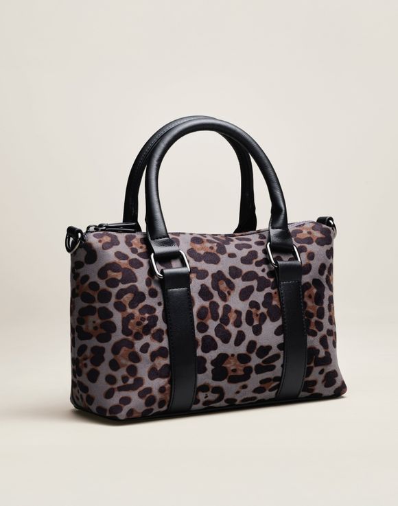 Animal Print Bag - front product shot with crossbody strap attached