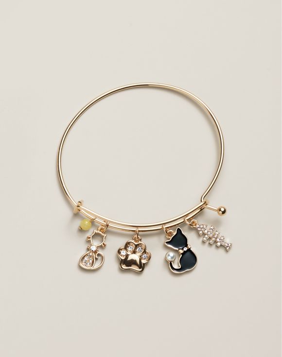 Dog charm bangle bracelet - front view
