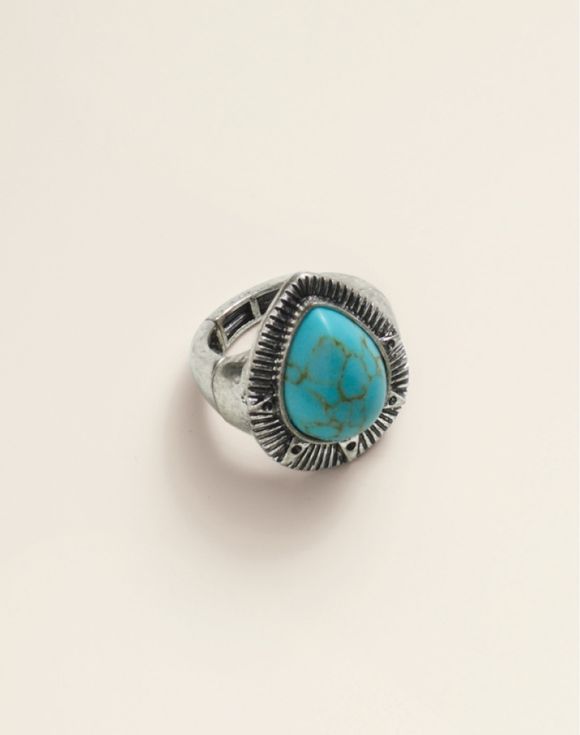 Turquoise Desert Stretch Ring - top view