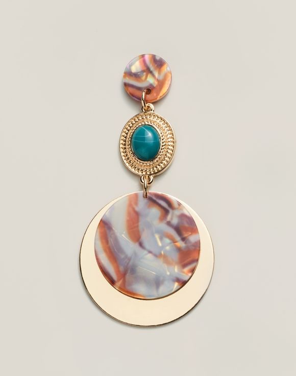 Warm Current Statement Earrings - on model close-up