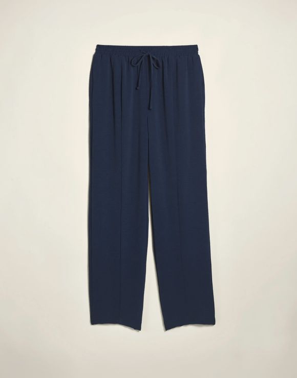 Relaxed Two-Piece Set - navy pintuck blouse flat lay