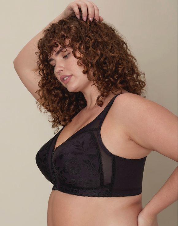 Playtex 18 Hour Front-Closure Flex Back Wireless Bra - black side view