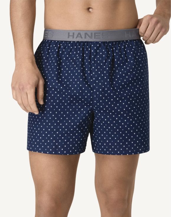 Men's Hanes Ultimate Cotton Woven Boxers - front on model