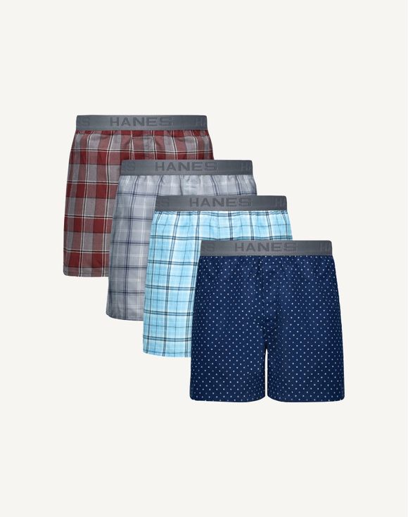 Men's Hanes Ultimate Cotton Woven Boxers - flat front view