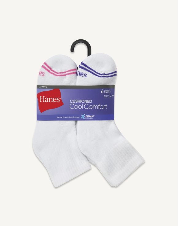 Women's Hanes® 6-Pairs Ankle Socks, Ultimate Cool Comfort
