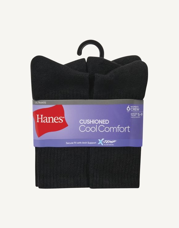 Women's Hanes® 6-Pairs Crew Socks, Ultimate Cool Comfort Cushion