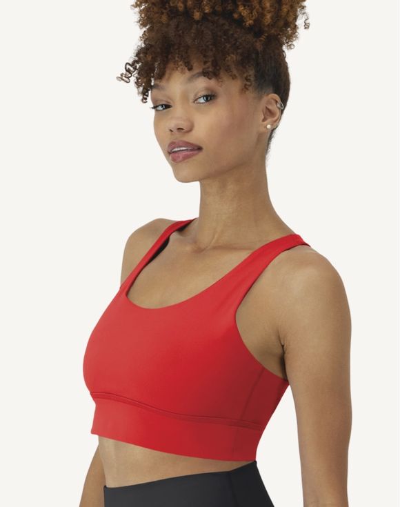 Hanes Moves Racerback Sports Bra red front view model