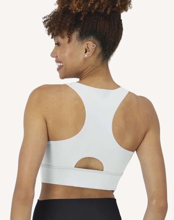 Hanes Moves Racerback Sports Bra white back view cutout detail