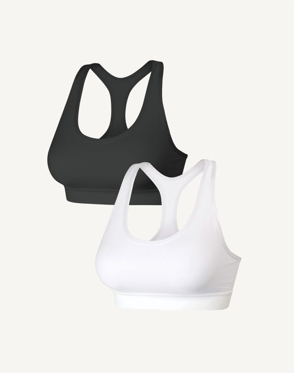 Hanes Sport Racerback Sports Bra 2-Pack back view white