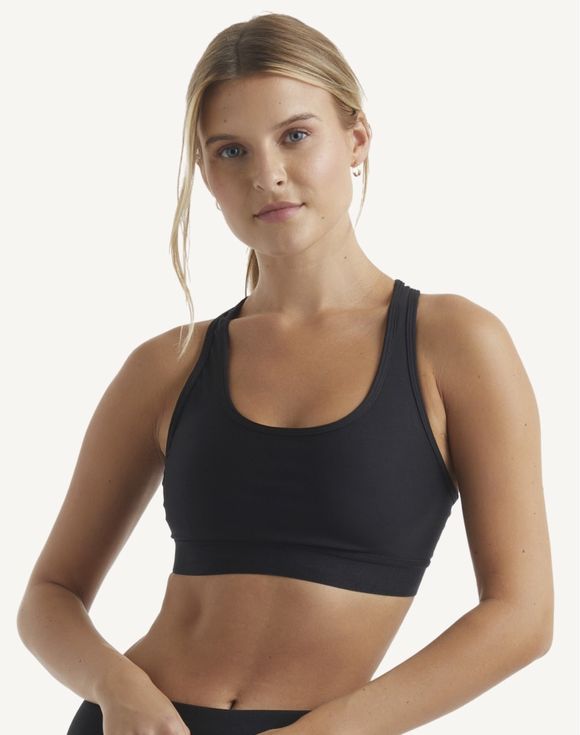 Hanes Sport Racerback Sports Bra front view black