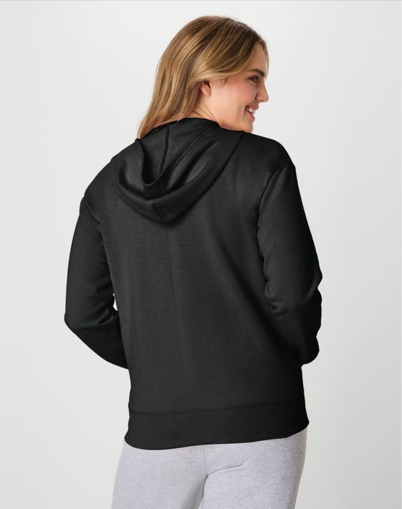 Hanes EcoSmart Full-Zip Fleece Hoodie ebony back view model