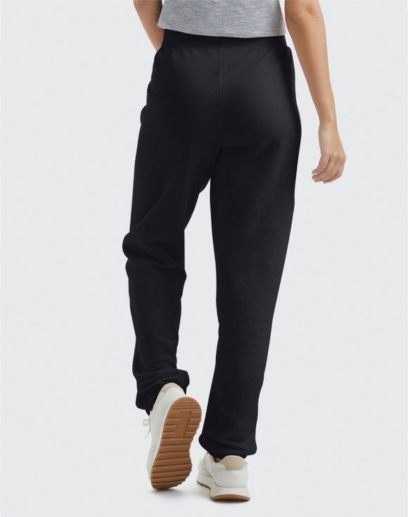 Hanes EcoSmart Fleece Sweatpants black back view model walking