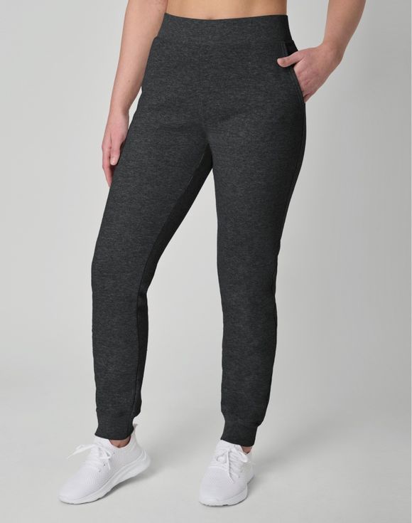 Hanes EcoSmart Fleece Joggers charcoal heather front view plus size model full outfit