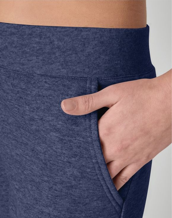 Hanes EcoSmart Fleece Joggers light steel heather plus size model full outfit smiling