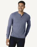 Hanes Originals Men's Long Sleeve Henley T-Shirt MHT481 - Blue front view