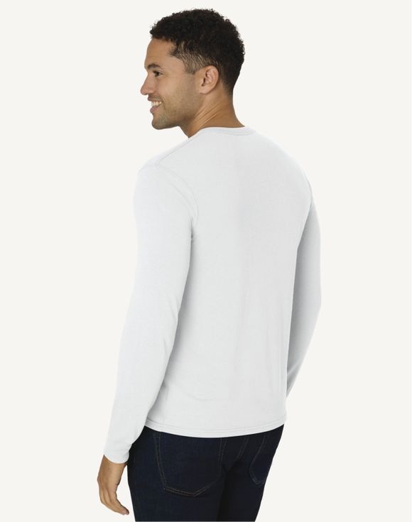 Hanes Originals Men's Long Sleeve Henley T-Shirt MHT481 - Navy button detail close-up