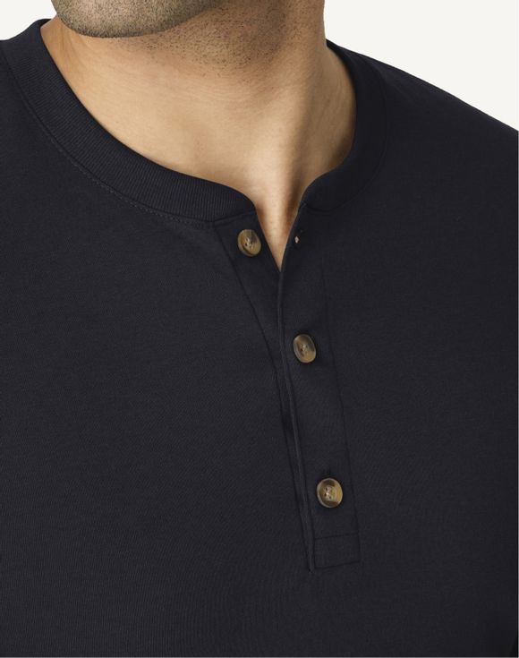 Hanes Originals Men's Long Sleeve Henley T-Shirt MHT481 - Navy front side view
