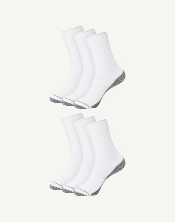 Hanes Ultimate Men's 6-Pack Ultra Cushion Crew Socks ULC186 - White 6-pack side fan view